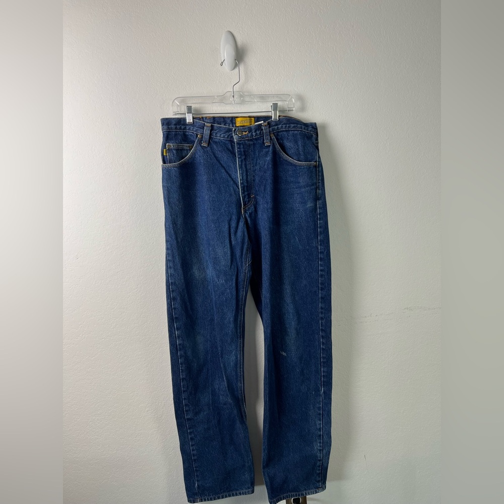 Diamond Gusset Classic Five Pocket Straight Leg Blue Jeans Size 36 x 36
